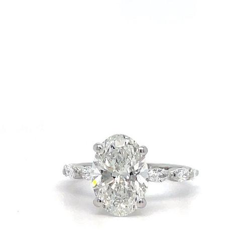 Verlovingsring - 14 karaat Witgoud - 3.60ct. tw. Diamant, Handtassen en Accessoires, Antieke sieraden