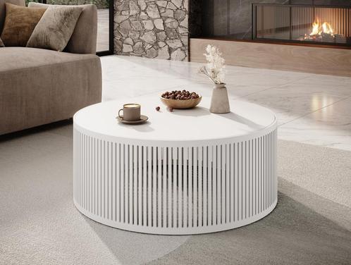 Meubella Salontafel rond wit 75 cm | Modern, Huis en Inrichting, Tafels | Salontafels, Nieuw, 50 tot 100 cm, Minder dan 50 cm