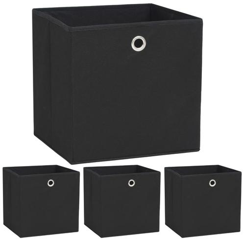vidaXL Opbergboxen 4 st 32x32x32 cm nonwoven stof zwart, Doe-het-zelf en Bouw, Kratten en Dozen, Nieuw, Verzenden