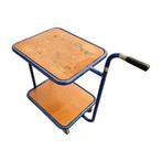 Rolwagen met 2 houten plateaus 60 × 50 × H72 cm Gebruikt, Ophalen of Verzenden