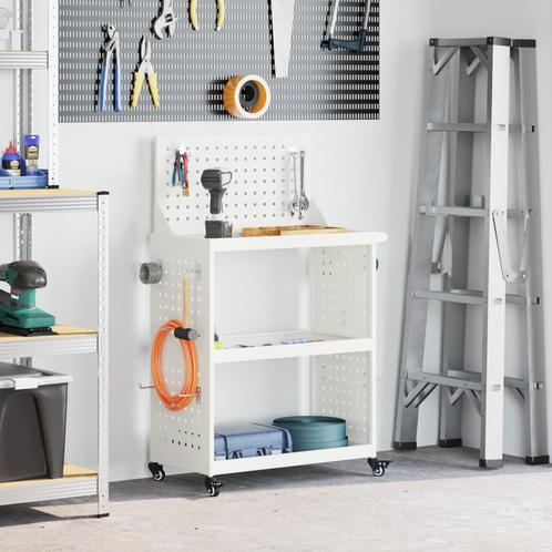 vidaXL Gereedschapswagen met plank met wiel met opslag Wit, Doe-het-zelf en Bouw, Gereedschapskisten, Nieuw, Verzenden
