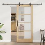 vidaXL Schuifdeur Anders Bruin 86 x 198.5 cm Hout en metaal, Doe-het-zelf en Bouw, Verzenden, Nieuw