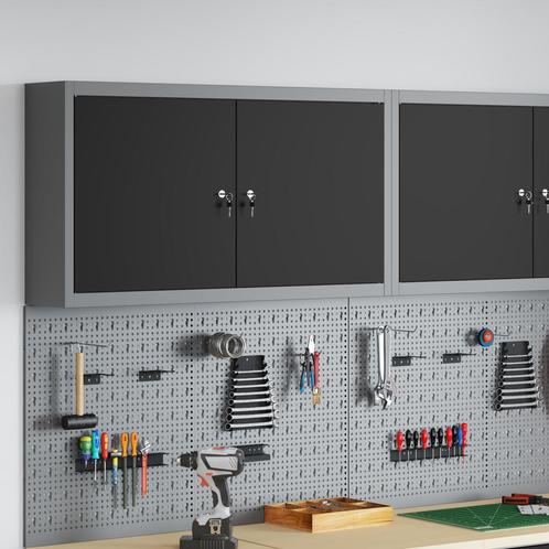 vidaXL Gereedschapskast Muurbevestigd Zwart 100x20x55 cm, Doe-het-zelf en Bouw, Gereedschapskisten, Nieuw, Verzenden