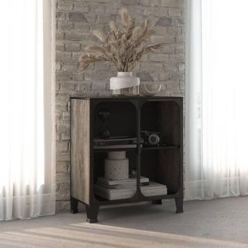 vidaXL Opbergkast 72x36x82 cm metaal en MDF grijs, Verzenden
