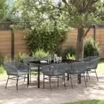 vidaXL Tuin Eettafel Set met kussen 7 pcs Grijs Gepoedercoat, Verzenden, Nieuw