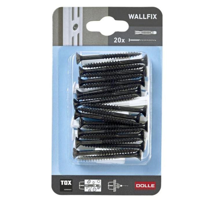 Set schroeven en pluggen voor wandrails zwart, Doe-het-zelf en Bouw, Hang- en Sluitwerk, Klink of Kruk, Nieuw, Overige materialen