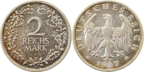 2 Reichsmark Weimarer Republik 1927f, Timbres & Monnaies, Monnaies | Europe | Monnaies non-euro, Envoi