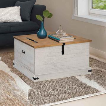 vidaXL Opbergkist HALDEN wit 91x91x47 cm massief grenenhout, Verzenden