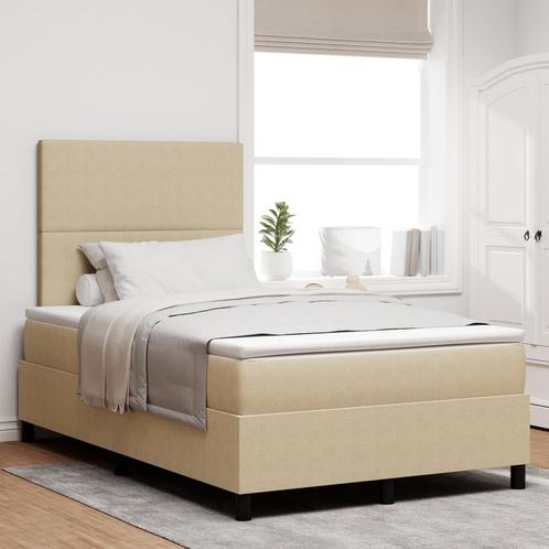vidaXL Boxspringbed met Matras & LED Licht Groen Grijs, Huis en Inrichting, Slaapkamer | Bedden, Nieuw, Verzenden