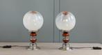 Lampe de table (2) - veilleuse - Bois, Chrome, Verre, Antiek en Kunst