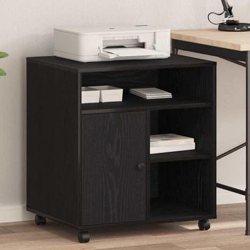 vidaXL Printerstandaard met Wielen Zwart Eiken 60x50x67 cm beschikbaar voor biedingen