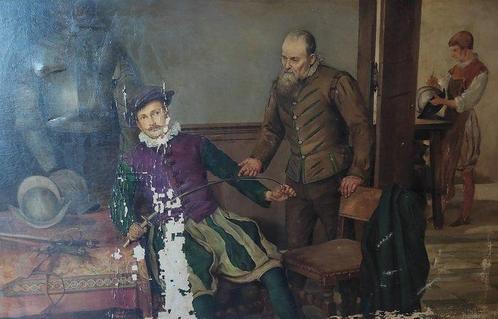 Europese school (XIX) - interieur, Antiek en Kunst, Kunst | Schilderijen | Klassiek