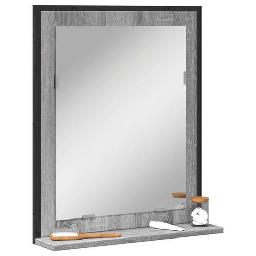 vidaXL Badkamerspiegel met schap 50x12x60 cm hout grijs, Huis en Inrichting, Tafels | Kaptafels, Nieuw, Verzenden