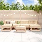 vidaXL 7-delige Loungeset met kussens massief teak, Tuin en Terras, Verzenden, Nieuw, Loungeset