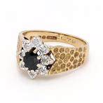 Ring - 9 kt. Geel goud - Diamant - Saffier, Nieuw
