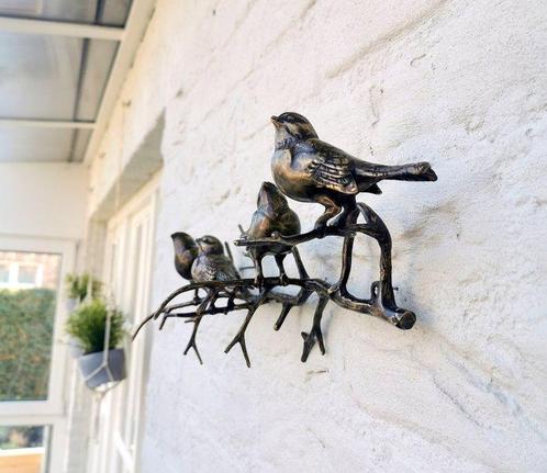 sculptuur, 4 vogels op tak - 18 cm - Brons, Antiek en Kunst, Kunst | Designobjecten