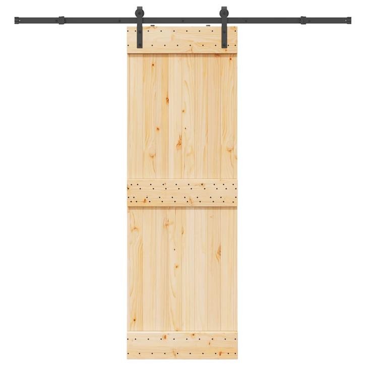 vidaXL Schuifdeur met beslag 70x210 cm massief grenenhout, Doe-het-zelf en Bouw, Deuren en Vliegenramen, Nieuw, Verzenden