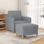 vidaXL Fauteuil met voetenbank 60 cm stof lichtgrijs, Huis en Inrichting, Zetels | Zetels, Verzenden, Nieuw