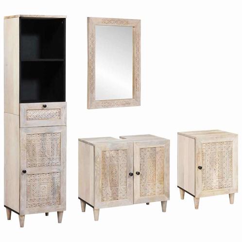vidaXL Badkamermeubel Set 4 pcs Wit 38 x 33 x 160 cm massief, Huis en Inrichting, Badkamer | Badkamermeubels, Nieuw, Verzenden