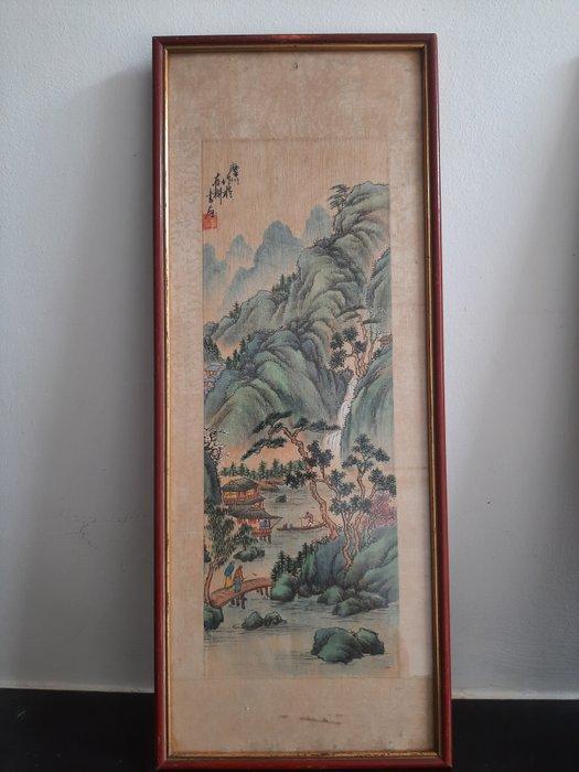A pair of signed chinese shan-shui paintings on silk -, Antiek en Kunst, Antiek | Overige Antiek