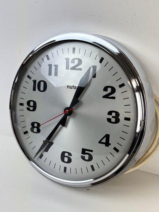 Industriële klok - Nufa - Art Deco Chroom, Glas - 1950-1960, Antiquités & Art, Antiquités | Assiettes décoratives & Carrelages
