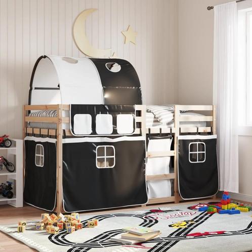 vidaXL Stapelbed met gordijnen 90x200 cm grenenhout wit en, Huis en Inrichting, Slaapkamer | Bedden, Nieuw, Verzenden