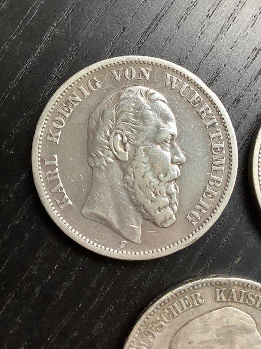 Duitsland, keizerrijk 5 Mark 3x 1876/1907 (Zonder, Postzegels en Munten, Munten | Europa | Niet-Euromunten