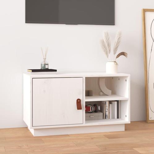 vidaXL Meuble TV Blanc 70x34x40 cm Bois de pin massif, Maison & Meubles, Armoires | Mobilier de télévision, Neuf, Envoi