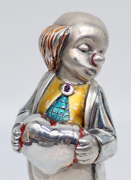 Beeldje - Clown innamorato - gelamineerd zilver, Antiek en Kunst, Antiek | Zilver en Goud