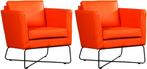 Set van 2 Oranje leren moderne design stoels - Toledo Leer, Ophalen of Verzenden
