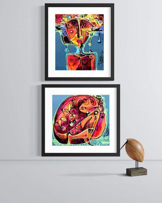 Simeon Gonzales - Princesa Inca I-II, Antiek en Kunst, Kunst | Schilderijen | Modern