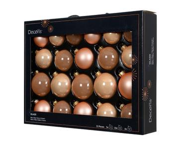 Kerstballen Glas Peach Pearl 7 cm Set van 21