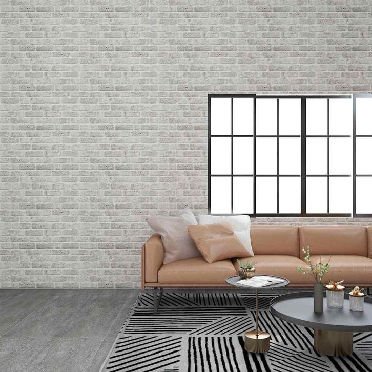 vidaXL 10 st Wandpanelen 3D lichtgrijze baksteen EPS, Doe-het-zelf en Bouw, Platen en Panelen, Nieuw, Verzenden