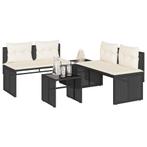 vidaXL 4-delige Loungeset met kussens poly rattan zwart, Tuin en Terras, Tuinsets en Loungesets, Verzenden, Nieuw, Loungeset