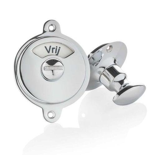 WC Slot glanzend nikkel vrij-bezet plaat draaiknop rond r..., Doe-het-zelf en Bouw, Hang- en Sluitwerk, Slot, Nieuw, Koper of Messing