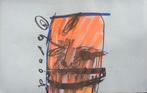 Herman Brood | Originele Tekening: Orange Face, Antiek en Kunst, Verzenden