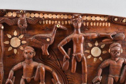 Houtsnijwerkpaneel 67 cm vermoedelijk Solomons Eilanden, Antiek en Kunst, Kunst | Niet-Westerse kunst