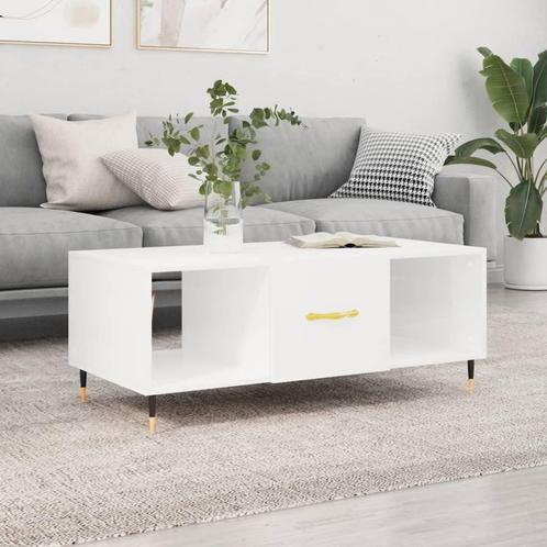 vidaXL Salontafel 102x50x40 cm bewerkt hout hoogglans wit, Huis en Inrichting, Tafels | Salontafels, Nieuw, Verzenden