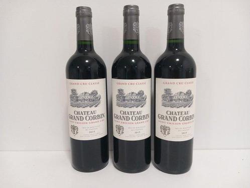 2015 Chateau Grand Corbin - Saint-Émilion - 3 Bouteilles, Verzamelen, Wijnen