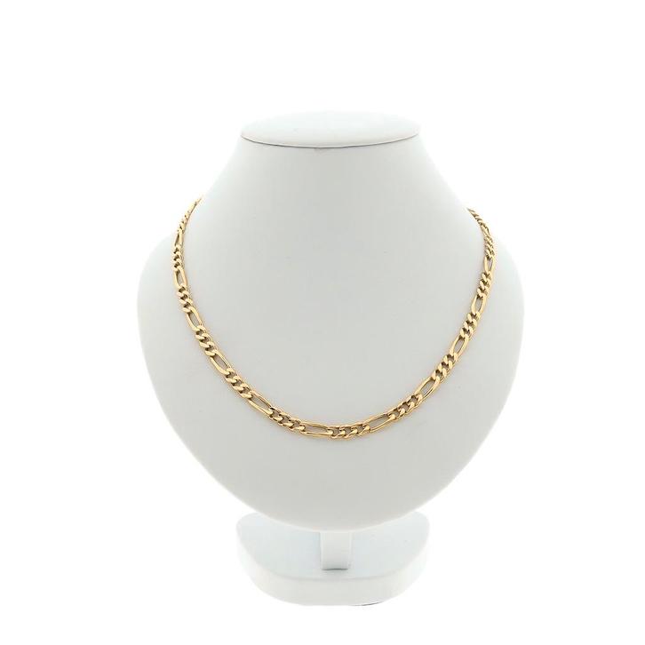 Gouden Figaro schakel ketting | 51,5 cm (heren ketting), Handtassen en Accessoires, Kettingen, Overige kleuren, Gebruikt, Goud