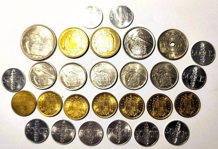 Spanje. Francisco Franco. 1937 a 1975. Céntimos, Pesetas. 1, Postzegels en Munten, Munten | Europa | Niet-Euromunten