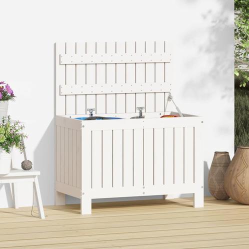 vidaXL Tuinbox 76x42,5x54 cm massief grenenhout wit, Tuin en Terras, Bergingen en Tuinkasten, Nieuw, Verzenden