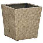 vidaXL Salontafel 41,5x41,5x44 cm poly rattan en gehard glas, Verzenden, Nieuw
