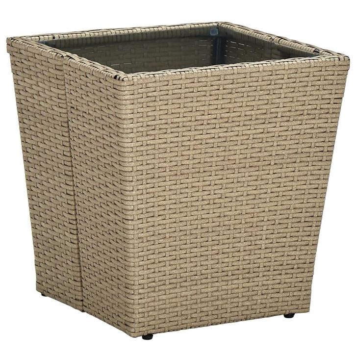 vidaXL Salontafel 41,5x41,5x44 cm poly rattan en gehard glas, Tuin en Terras, Tuintafels, Nieuw, Verzenden