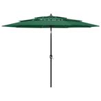 vidaXL Parasol 3-laags met aluminium paal 3 m groen, Tuin en Terras, Verzenden, Nieuw