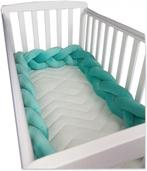 Scandinavische gevlochten bedbumper - Groen - Minky polye..., Kinderen en Baby's, Babywiegjes en Ledikanten, Ophalen of Verzenden