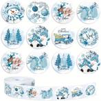 Sluitstickers kerstetiketten kerststickers winterblauw rond