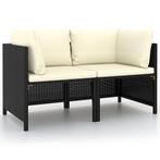 vidaXL Tuinbank 2-zits met kussens poly rattan zwart, Tuin en Terras, Tuinsets en Loungesets, Verzenden, Nieuw