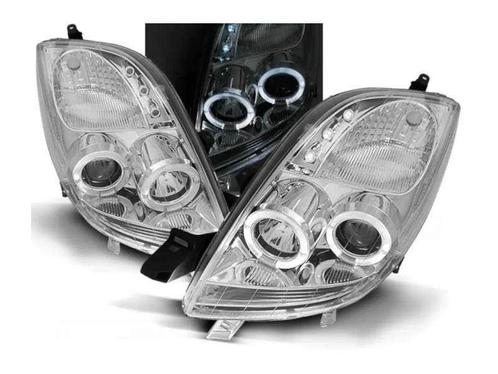 Angel Eyes koplampen Chrome geschikt voor Toyota Yaris, Auto-onderdelen, Verlichting, Nieuw, Toyota, Verzenden