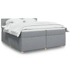 vidaXL Boxspring met matras stof lichtgrijs 200x200 cm, Verzenden